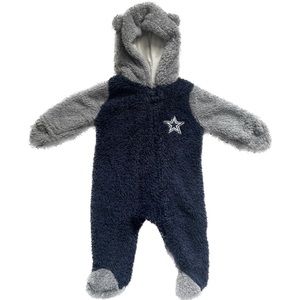Infant Navy/Gray Dallas Cowboys Game Nap Teddy Fleece Bunting Full-Zip Sleeper